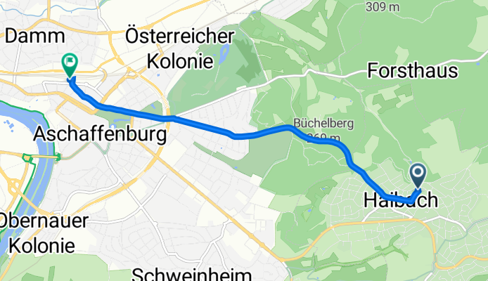 Burgstraße 13, Haibach nach Ludwigstraße 4, Aschaffenburg