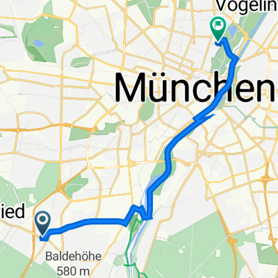 Sperlstraße 16, München nach Königinstraße 101, München