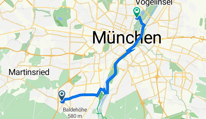 Sperlstraße 16, München nach Königinstraße 101, München