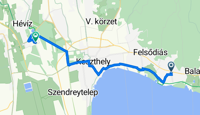 Kossuth Lajos utca 9., Vonyarcvashegy до Lótuszvirág utca 1., Hévíz