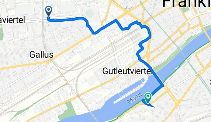 Europa-Allee 54, Frankfurt am Main nach Gartenstraße 187, Frankfurt am Main