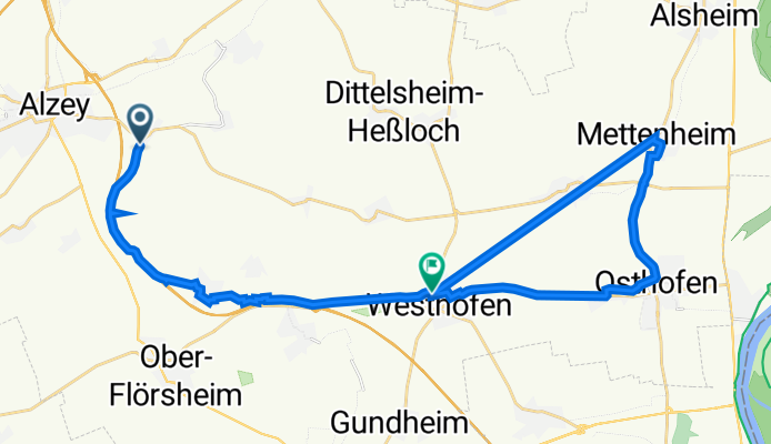Kettenheimer Straße 17, Alzey nach Wormser Straße 1, Westhofen