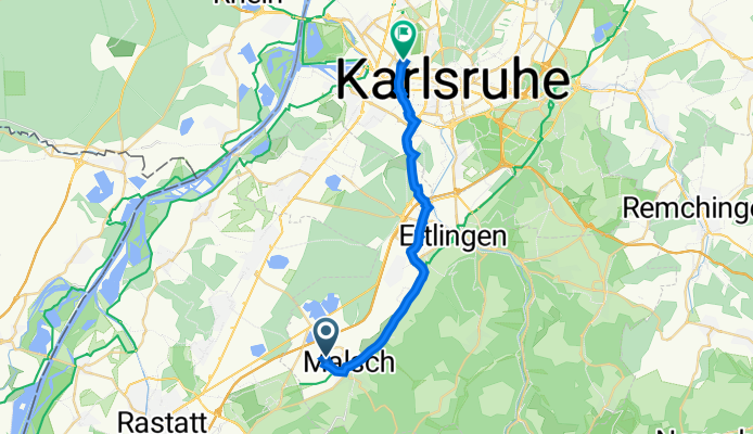 Berliner Straße 3, Malsch nach Kußmaulstraße 6, Karlsruhe