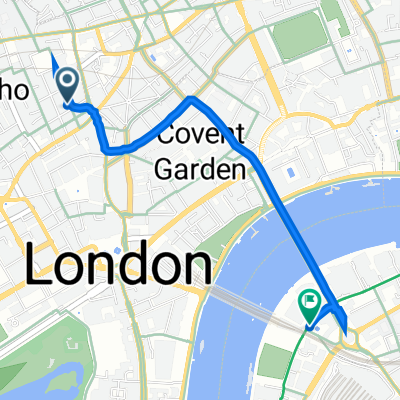 Prince Edward Theatre, 28 Old Compton St, London to 9B Belvedere Road, London