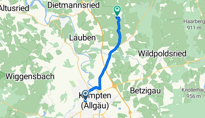 Haubensteigweg 8, Kempten (Allgäu) nach Bgm-Zimmer-Straße 20B, Haldenwang