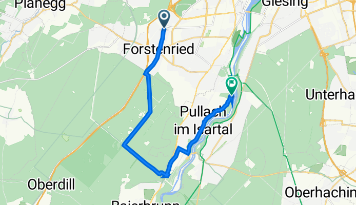 Forstenrieder Allee 67, Munich to Georg-Kalb-Straße 1, Pullach i. Isartal