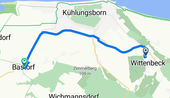 Straße zur Kühlung 21A, Wittenbeck nach Kühlungsborner Straße 3, Bastorf