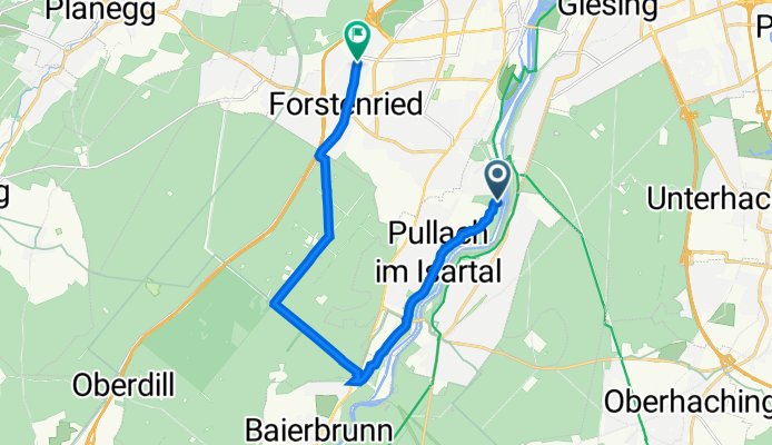 Georg-Kalb-Straße 1, Pullach i. Isartal to Forstenrieder Allee 67, Munich