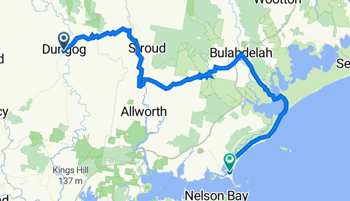 Lord Street 61, Dungog to Kingfisher Avenue 21, Hawks Nest