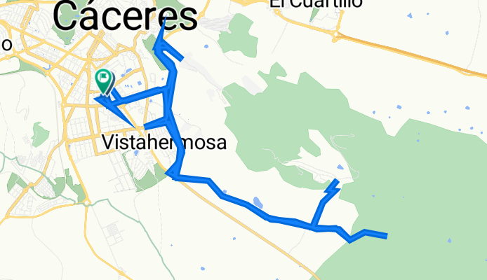 De Avenida de la Bondad 10, Cáceres a Calle Atahualpa 10, Cáceres