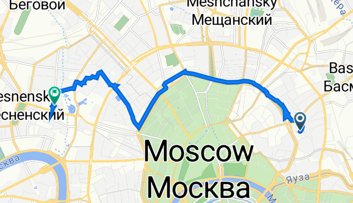Казарменный переулок, 3, Москва до улица Красная Пресня, 16, Москва