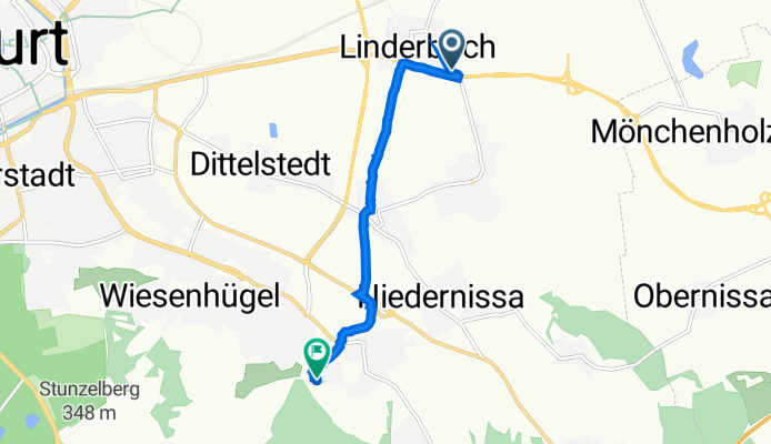 Weimarische Straße 117, Erfurt nach Silbergraben 33, Erfurt