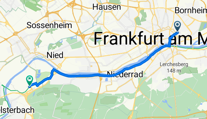 Sandweg 6, Frankfurt am Main nach Elisabeth-Kuhn-Straße, Frankfurt am Main