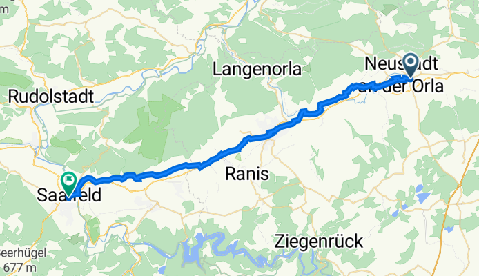 Bahnhofstraße 3, Neustadt an der Orla nach Markt 1, Saalfeld/Saale