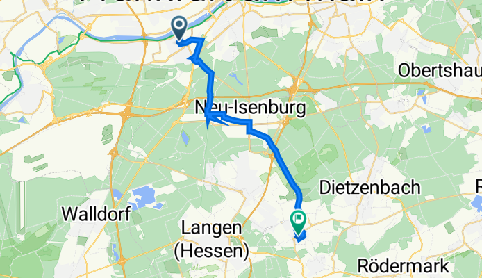 Blauenstraße 5, Frankfurt am Main nach Langener Straße 48, Dreieich