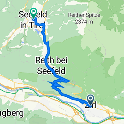 Kirchstraße 2, Zirl nach Olympiastraße 717, Seefeld in Tirol