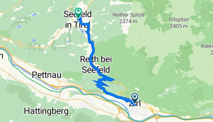 Kirchstraße 2, Zirl nach Olympiastraße 717, Seefeld in Tirol