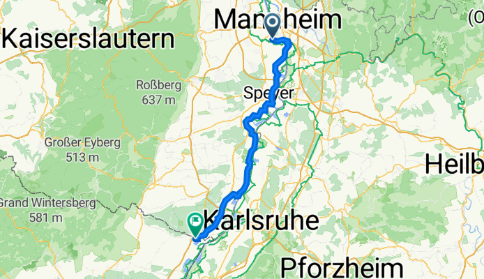 Strandbadweg 1, Mannheim nach Chemin des Mouettes, Lauterbourg