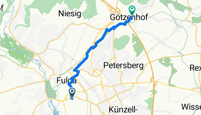 Buseckstraße 2, Fulda nach Fuldaer Straße 7, Petersberg