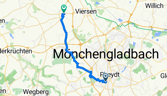 Eisenbahnstraße 106, Mönchengladbach nach Viersener Straße 63, Viersen