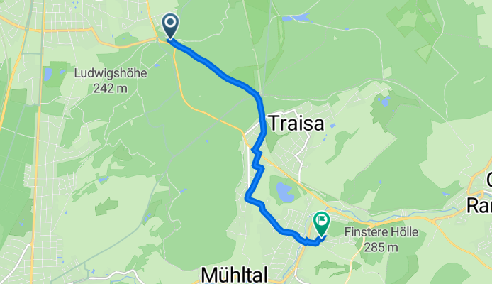 Böllenfalltorweg 10, Darmstadt nach Ringstraße 3, Mühltal