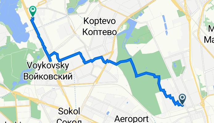 Тимирязевская улица, 9, Москва до Ленинградское шоссе, 52А с3, Москва