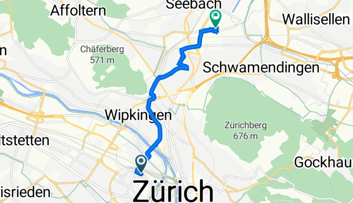 Lagerstrasse 100, Zürich nach Hagenholzstrasse 71, Zürich
