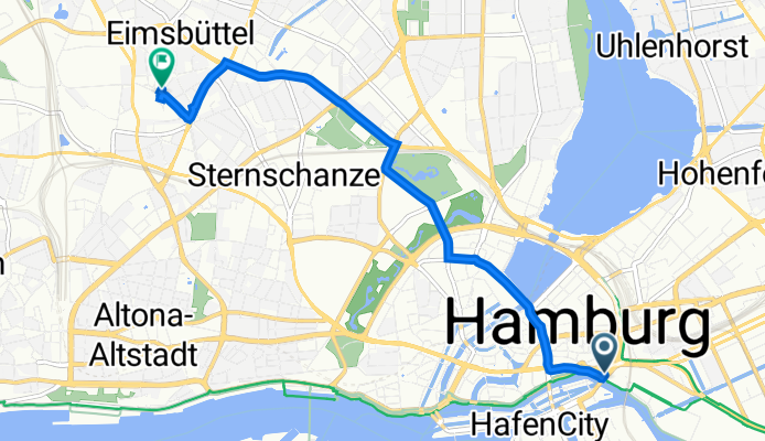 Oberbaumbrücke 1, Hamburg to Glücksburger Straße 22, Hamburg