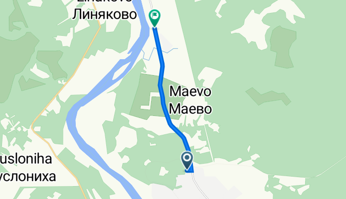 От Железнодорожная улица 2, Лисья Слободка до Вологодская область -Демьяново, Грибинская