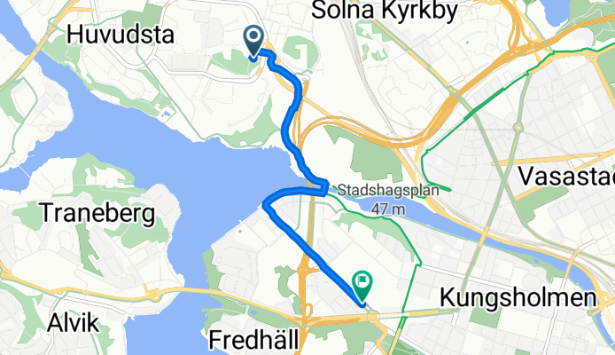 Armégatan 32A, Solna to Lindhagensgatan 53, Stockholm