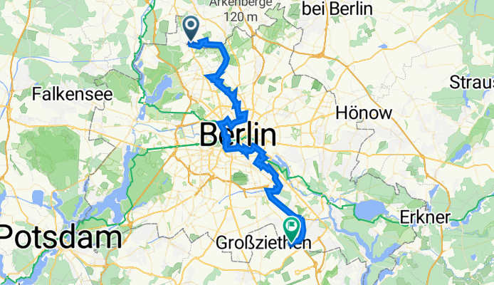 Oranienburger Chaussee 14, Glienicke/Nordbahn nach Rudower Chaussee 36, Schönefeld