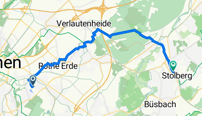 Sträterstraße 33, Aachen nach Rathausstraße 62, Stolberg