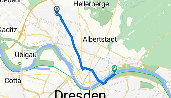 Reichenberger Straße 9, Dresden nach Dresden Fährstelle Johannstadt