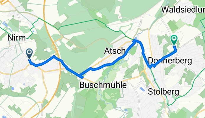 Nirmer Straße 29, Aachen nach Obere Steinfurt 5, Stolberg (Rheinland)