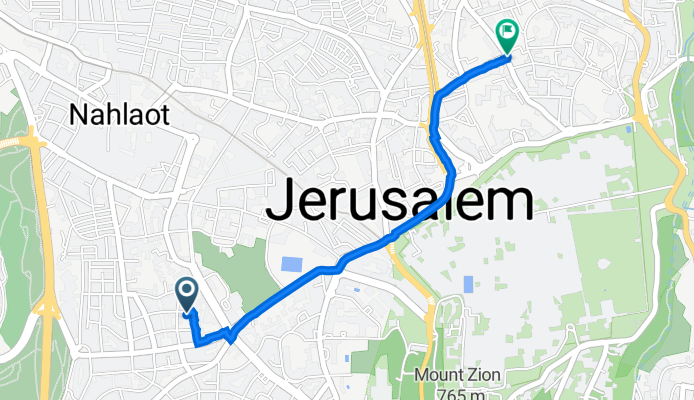 Yehuda al-Harizi Street 9, Jerusalem to 26 Salah ad-Din Street,