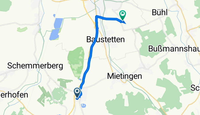 Auhalde 22, Mietingen nach Am Flugplatz 1, Laupheim
