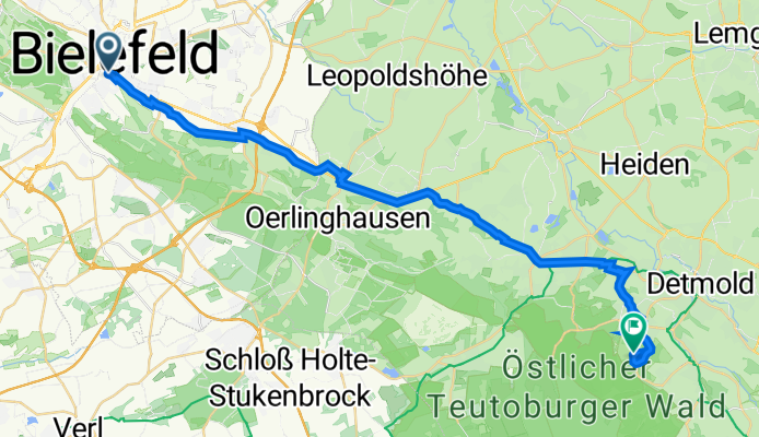 Am Sparrenberg 38A, Bielefeld nach Grotenburg 50, Detmold