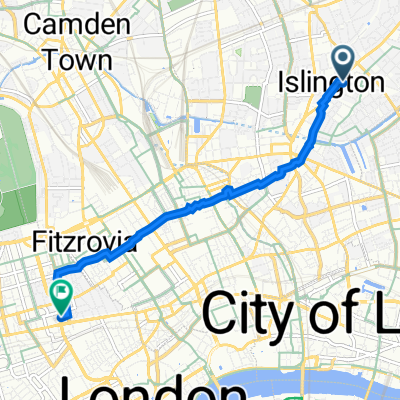 40 Dibden St, London to 32–94 Great Castle St, London