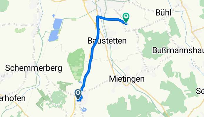 In der Au 1, Mietingen nach Am Flugplatz 1, Laupheim