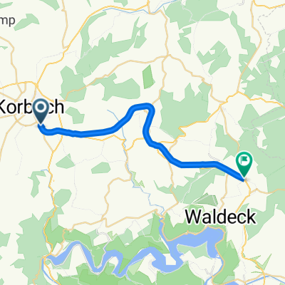 Frankenberger Landstraße 9, Korbach nach Edertalstraße 3, Waldeck