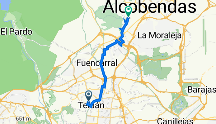 De Calle de las Azucenas 45, Madrid a Avenida del Monte Valdelatas 93, Alcobendas