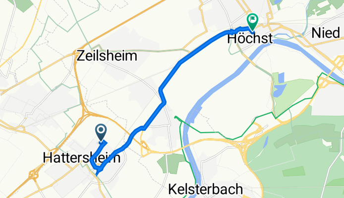 Friedrich-Ebert-Straße 47, Hattersheim am Main nach Albanusstraße 25, Frankfurt am Main