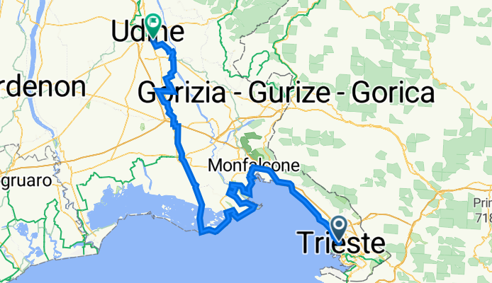 Da Viale Miramare 5a, Trieste a Piazzale G. B. Cavalcaselle 11, Udine