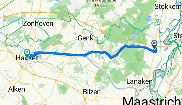 Rijksweg 543, Maasmechelen naar Hoogstraat 10, Hasselt