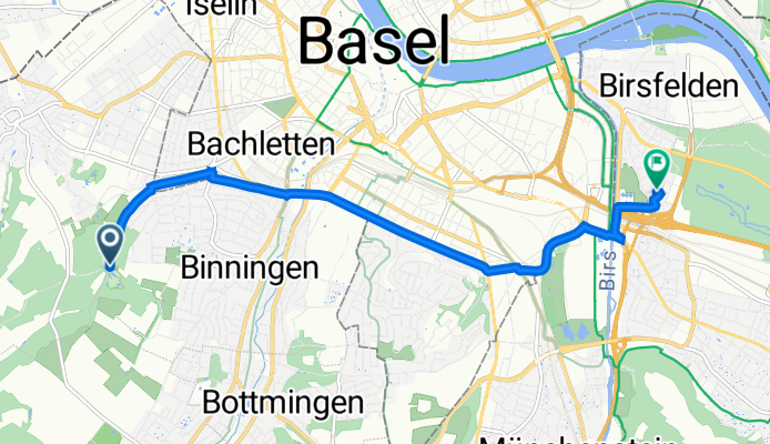 Binningen nach Burenweg 3B, Birsfelden