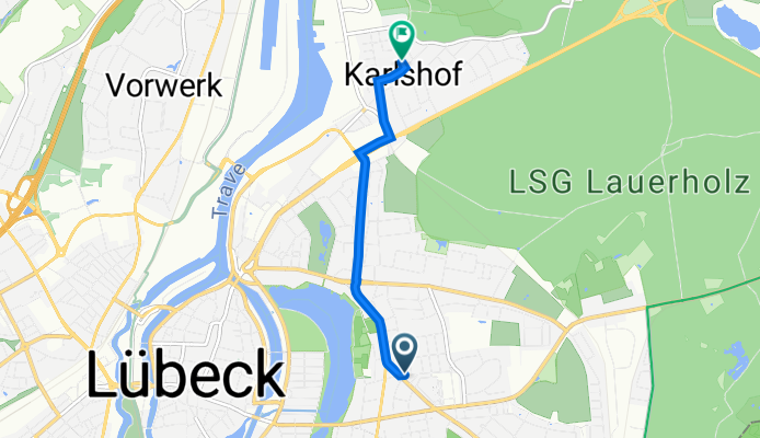 Goebenstraße 3, Lübeck nach Wildhüterweg 5, Lübeck