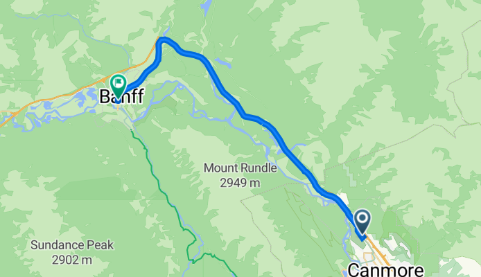 2837–2871 Bow Valley Tr, Canmore to 200–252 Banff Ave, Banff