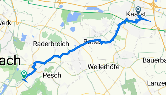Kampstraße 1A, Kaarst nach Rheydter Straße 149, Korschenbroich