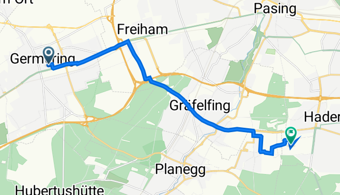 Mozartstraße 13, Germering nach Elisabeth-Stoeber-Straße 60, München