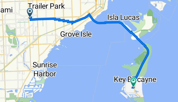 320 Aragon Ave, Coral Gables to 88 W McIntyre St, Key Biscayne